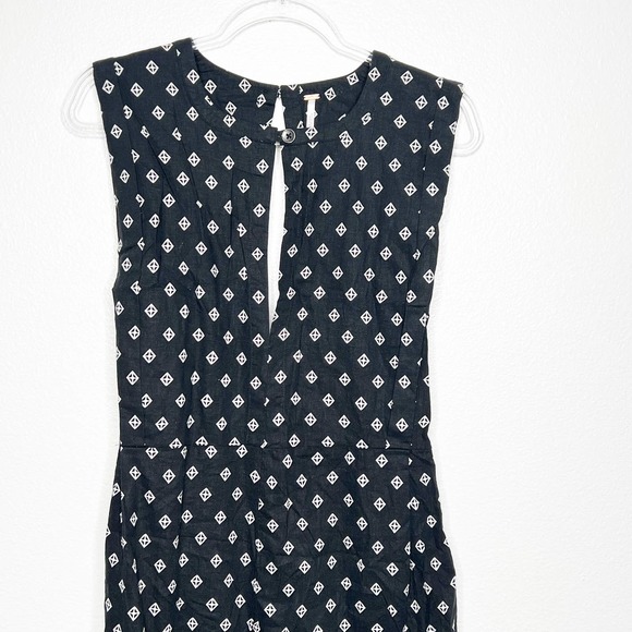 FREE PEOPLE Sleeveless Romper Navy Blue Geometric Medium - Picture 5 of 11